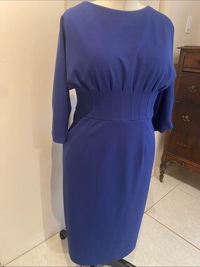 ANTONIO MELANI Blue 3/4-Sleeve Midi conservative Dress